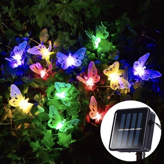 Solcelle lyskæde med sommerfugle